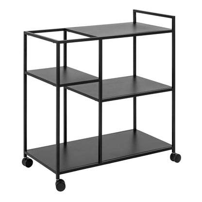 Graz Matt Black Metal Serving Trolley with Wheels