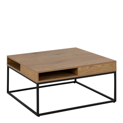 Pisa Square Wild Oak Effect Coffee Table Steel Base Open Storage
