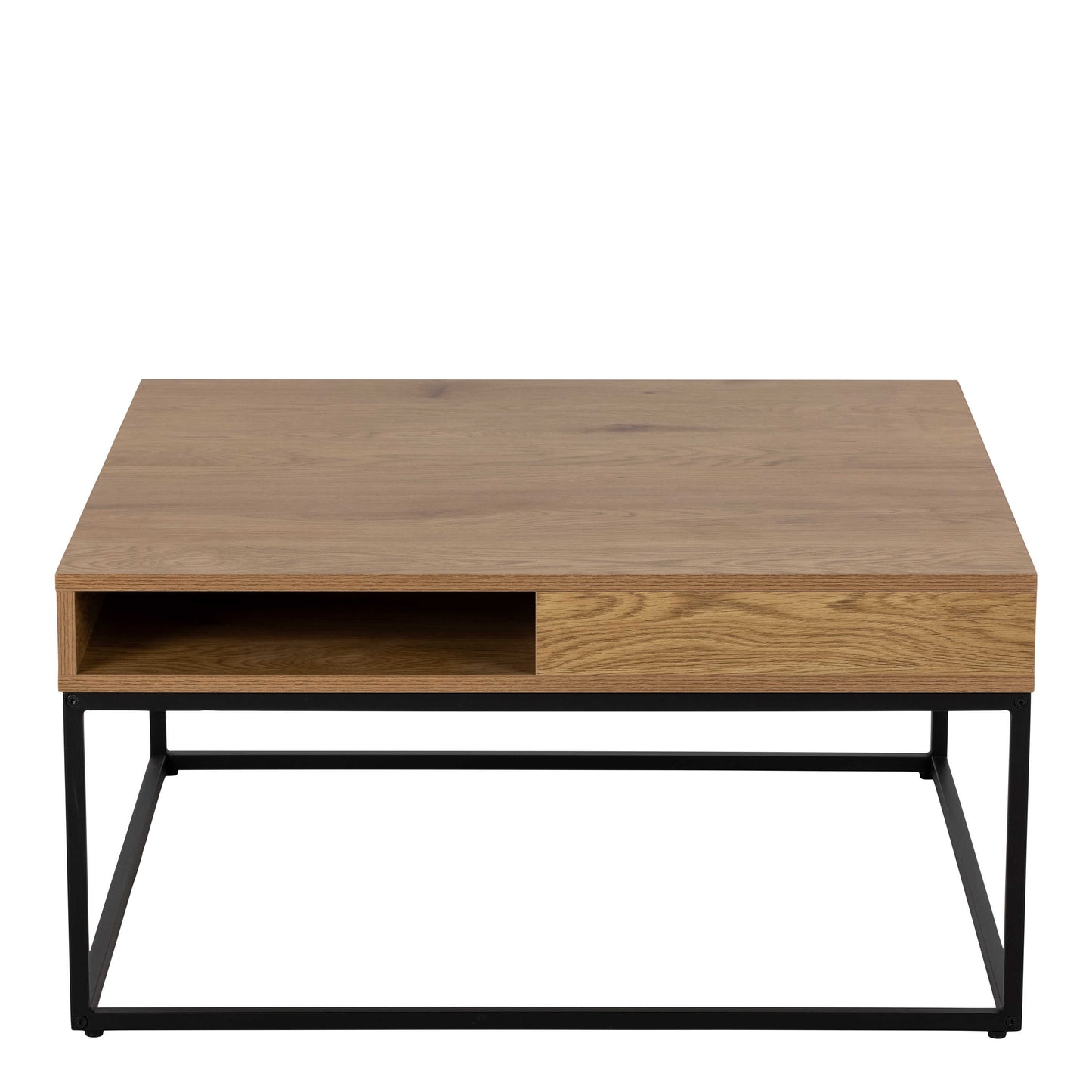Pisa Square Wild Oak Effect Coffee Table Steel Base Open Storage