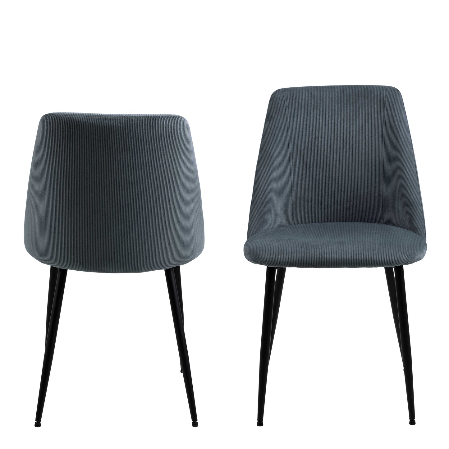 Set of 4 Svendborg Grey Upholstered Dining Chair Black Metal Legs