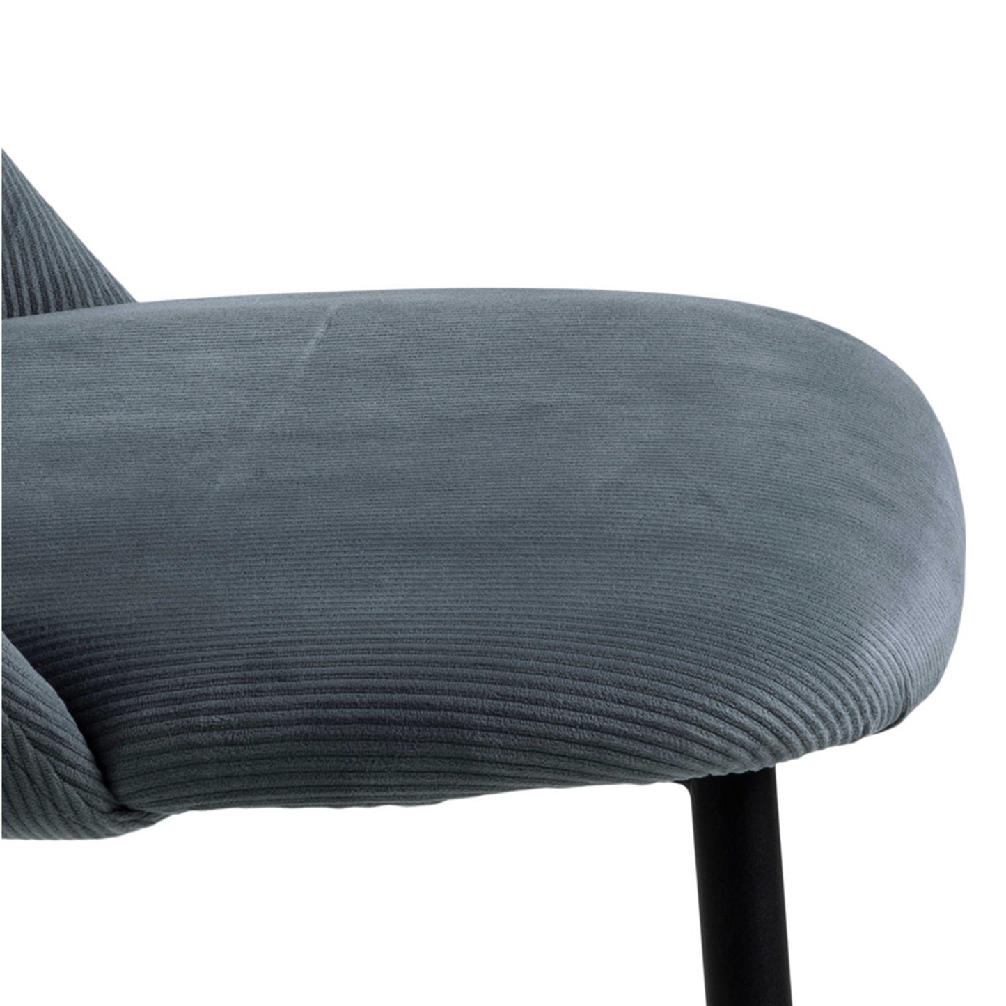 Set of 4 Svendborg Grey Upholstered Dining Chair Black Metal Legs