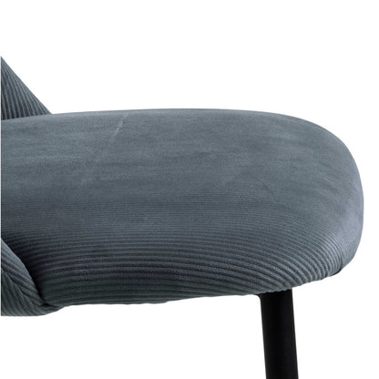 Set of 4 Svendborg Grey Upholstered Dining Chair Black Metal Legs