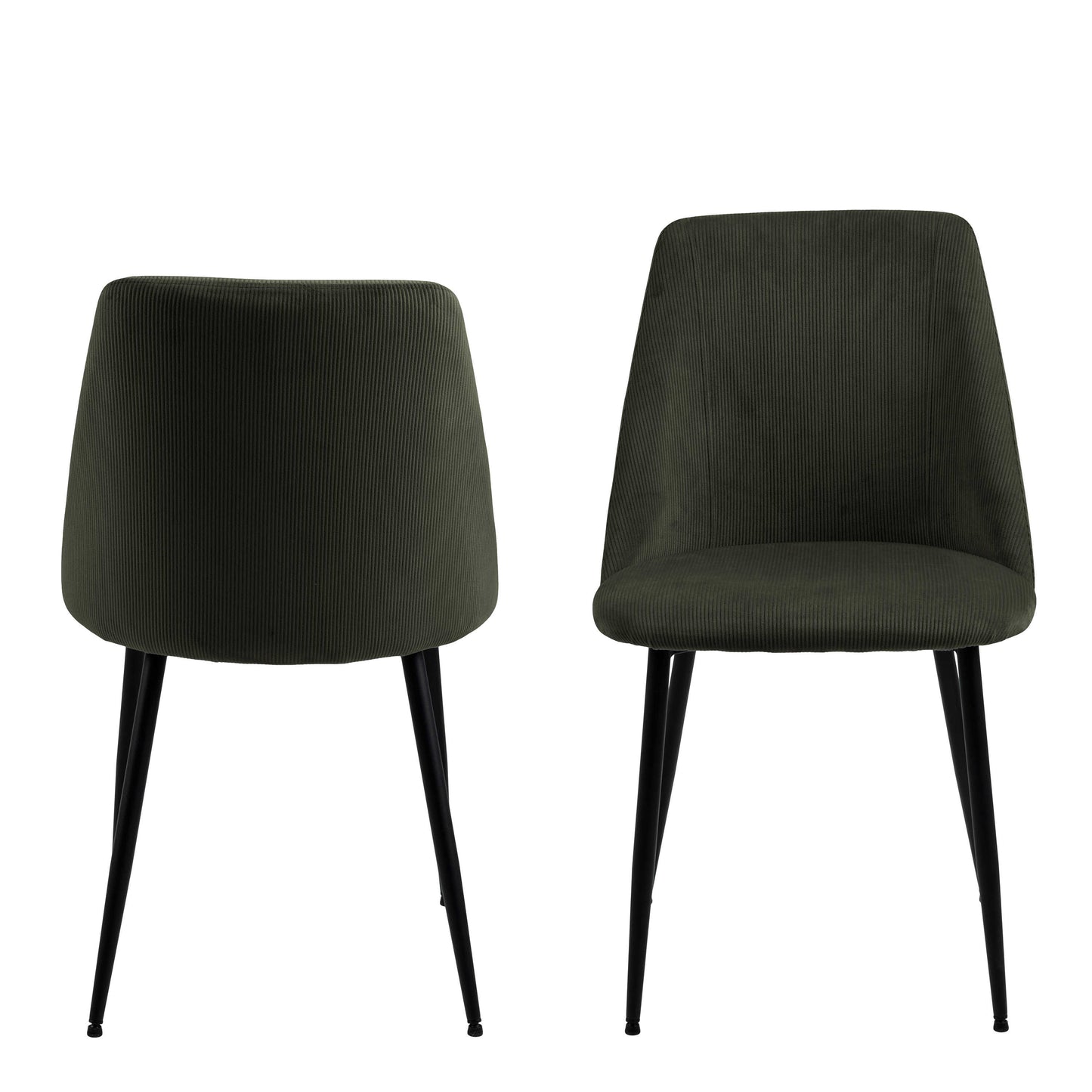 Set of 4 Svendborg Olive Green Upholstered Dining Chair Black Metal Legs