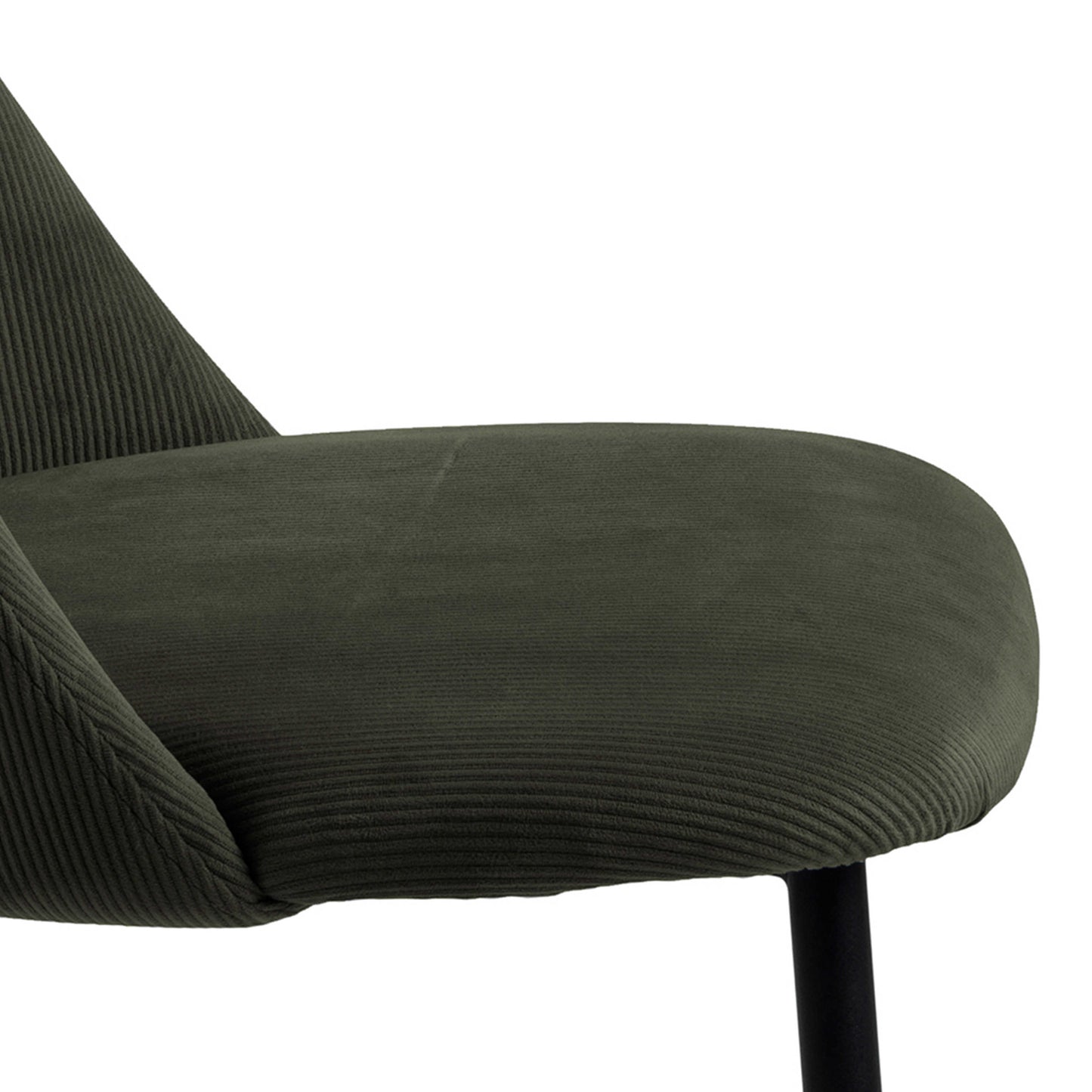 Set of 4 Svendborg Olive Green Upholstered Dining Chair Black Metal Legs