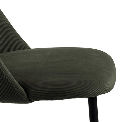 Set of 4 Svendborg Olive Green Upholstered Dining Chair Black Metal Legs
