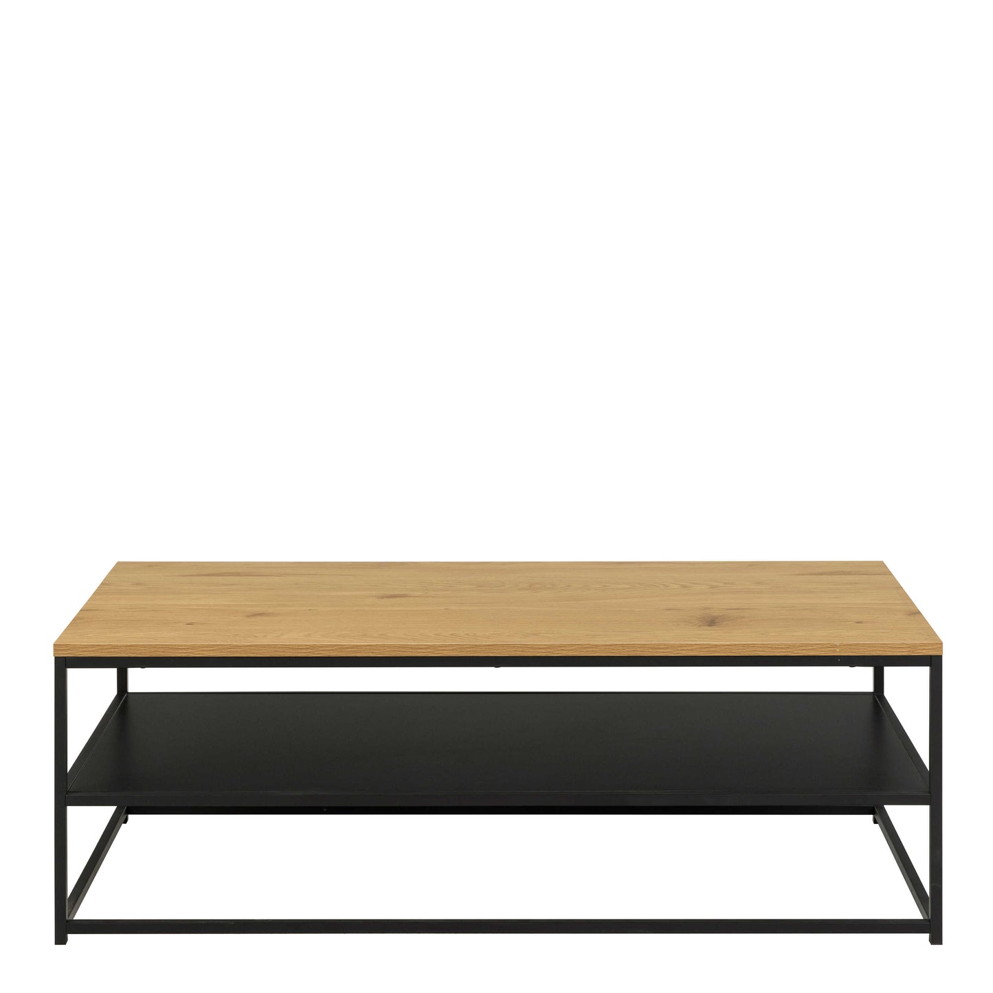 Haslev Natural Oak Rectangular Coffee Table with Full Bottom Shelf