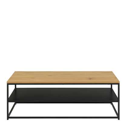 Haslev Natural Oak Rectangular Coffee Table with Full Bottom Shelf