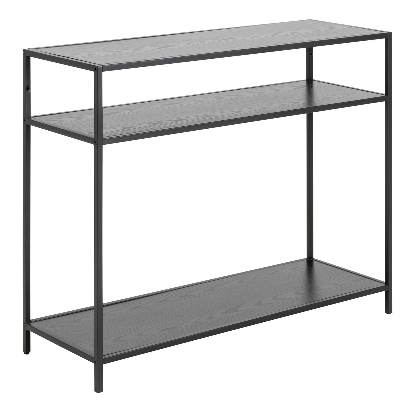 El Paso Black Metal and Wooden Console Table 2 Shelves