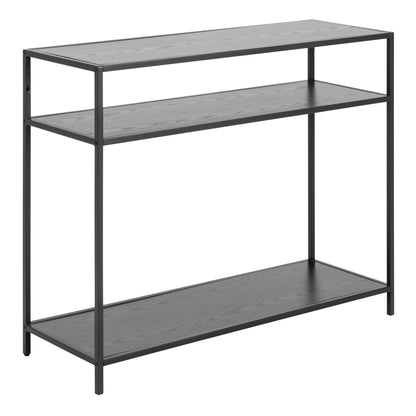 El Paso Black Metal and Wooden Console Table 2 Shelves