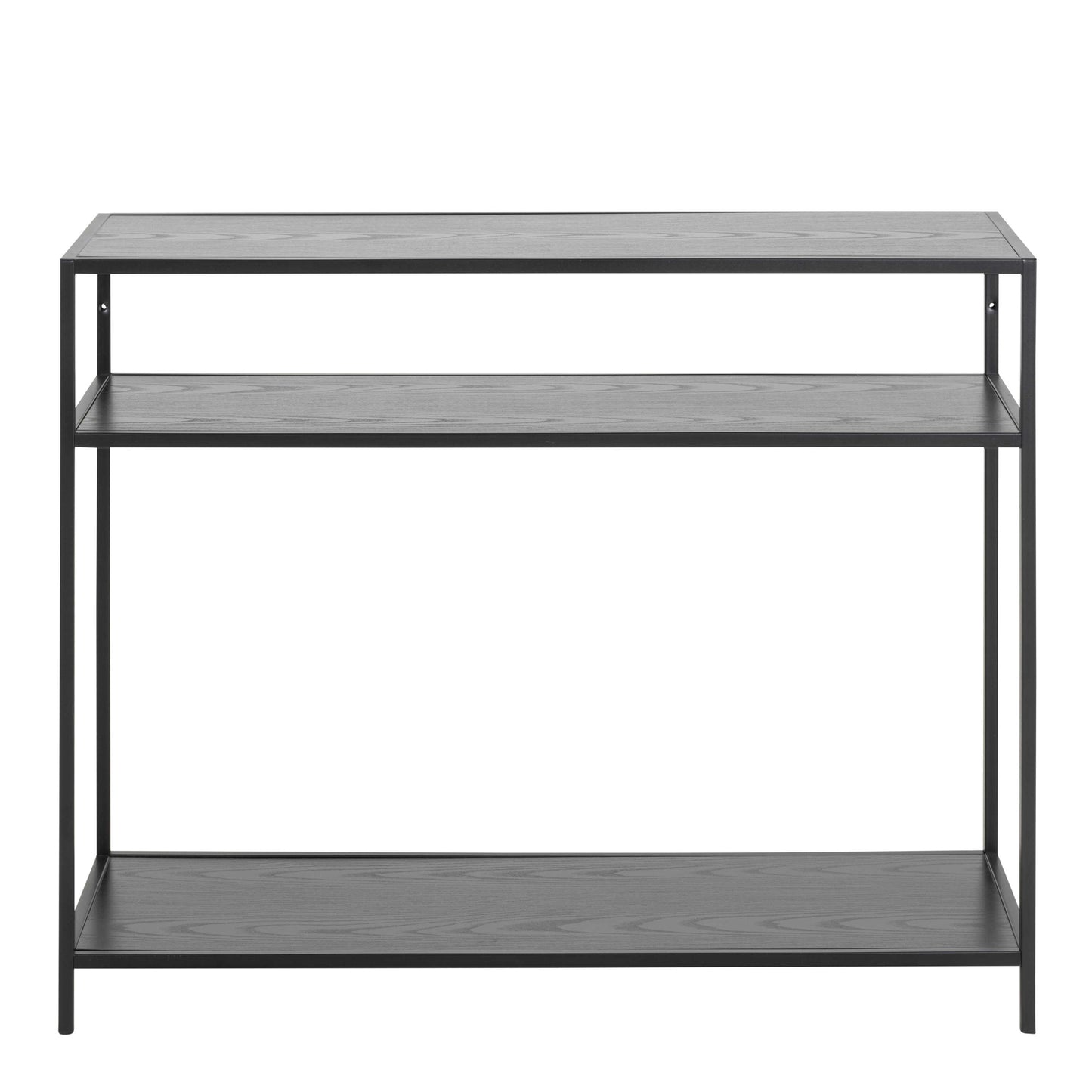 El Paso Black Metal and Wooden Console Table 2 Shelves