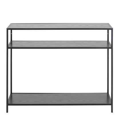 El Paso Black Metal and Wooden Console Table 2 Shelves