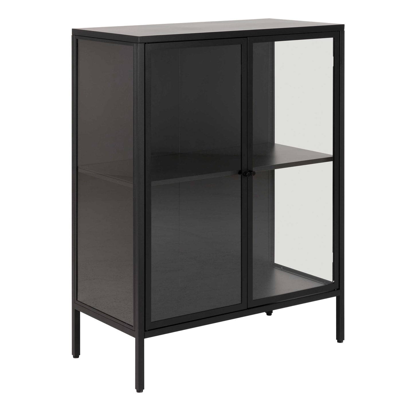 Graz Matt Black Metal Low Display Cabinet 2 Doors