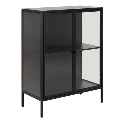 Graz Matt Black Metal Low Display Cabinet 2 Doors