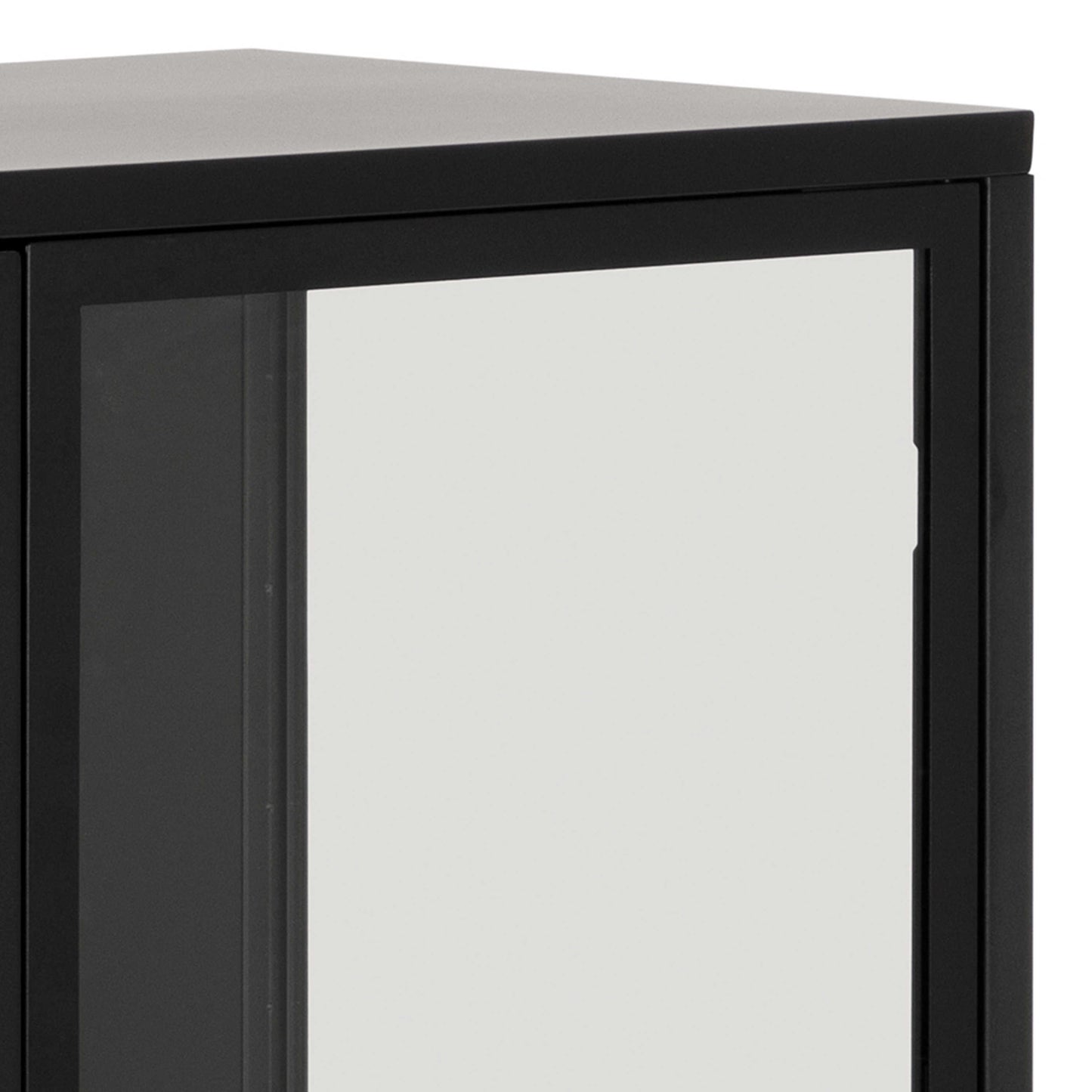 Graz Matt Black Metal Low Display Cabinet 2 Doors
