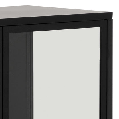 Graz Matt Black Metal Low Display Cabinet 2 Doors