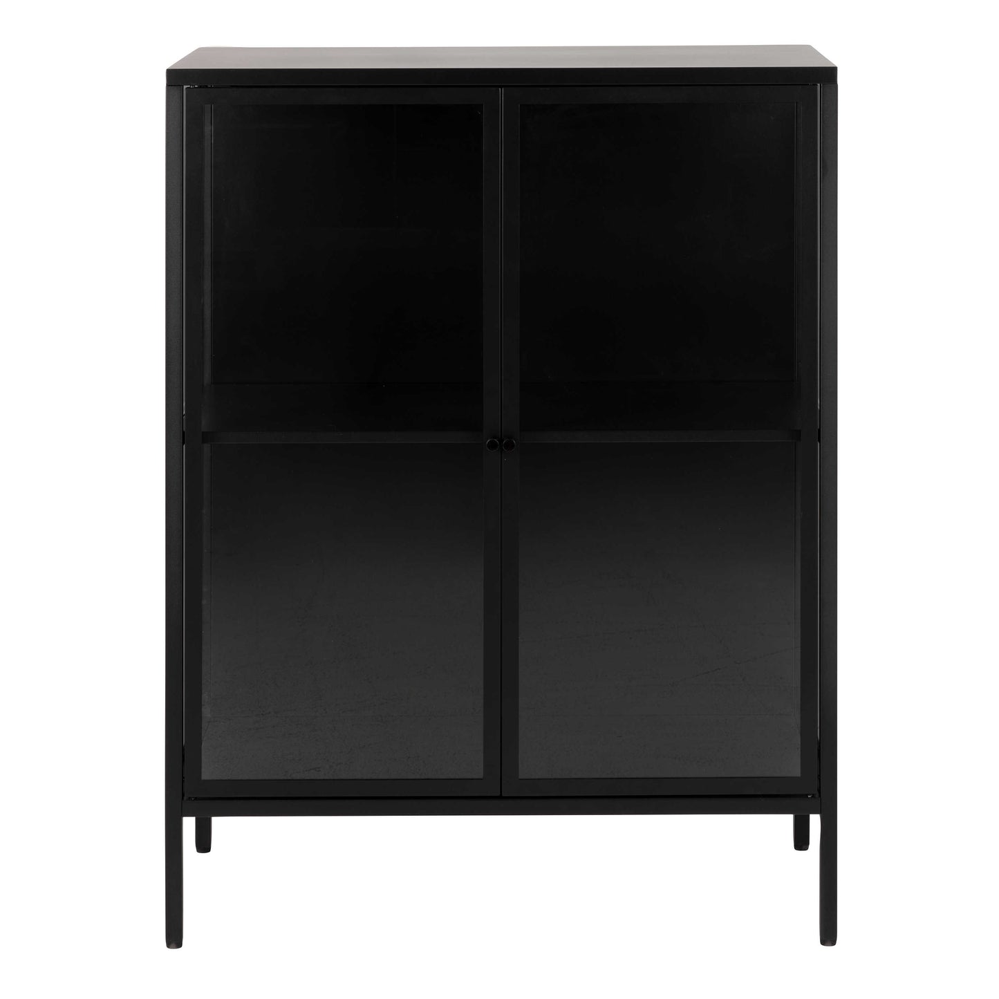 Graz Matt Black Metal Low Display Cabinet 2 Doors