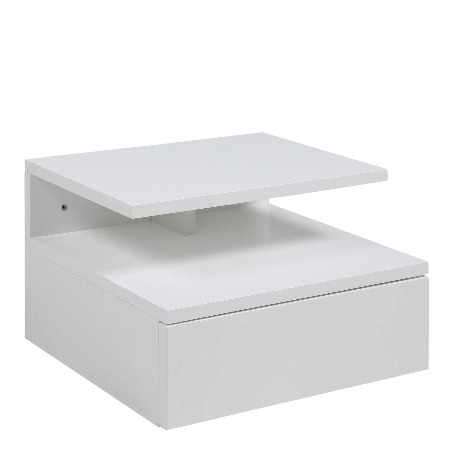 Lincoln White Wooden Floating Bedside Table 1 Drawer Open Shelf