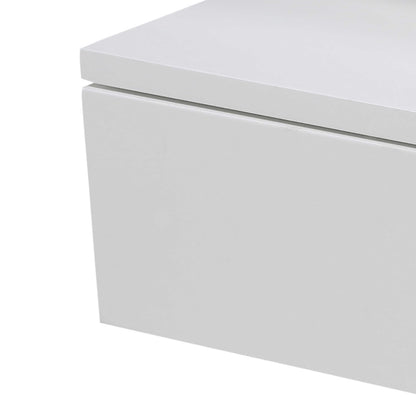 Lincoln White Wooden Floating Bedside Table 1 Drawer Open Shelf