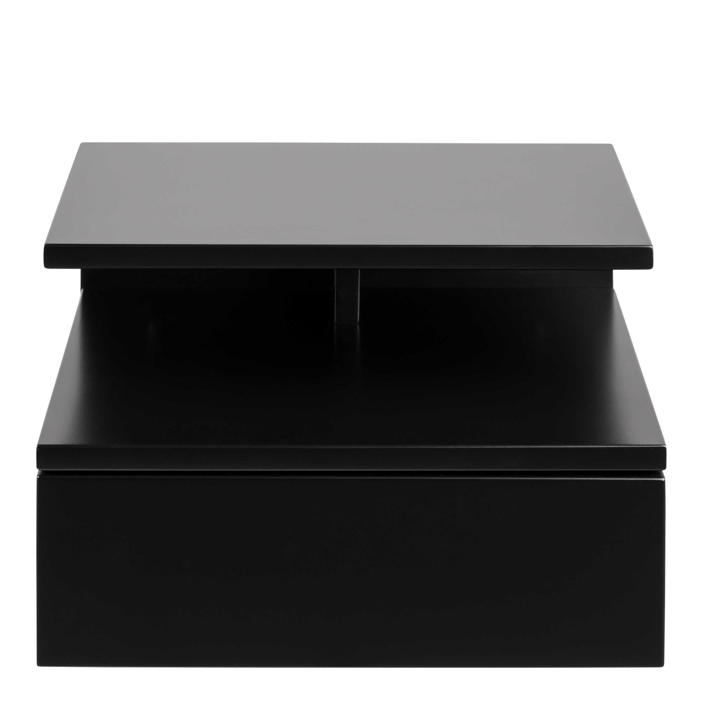 Lincoln Black Wooden Floating Bedside Table 1 Drawer Open Shelf