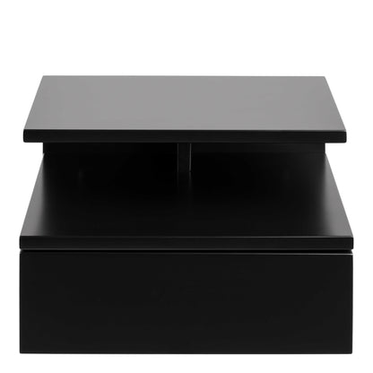 Lincoln Black Wooden Floating Bedside Table 1 Drawer Open Shelf