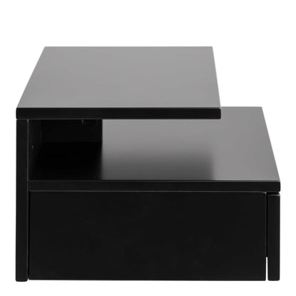 Lincoln Black Wooden Floating Bedside Table 1 Drawer Open Shelf