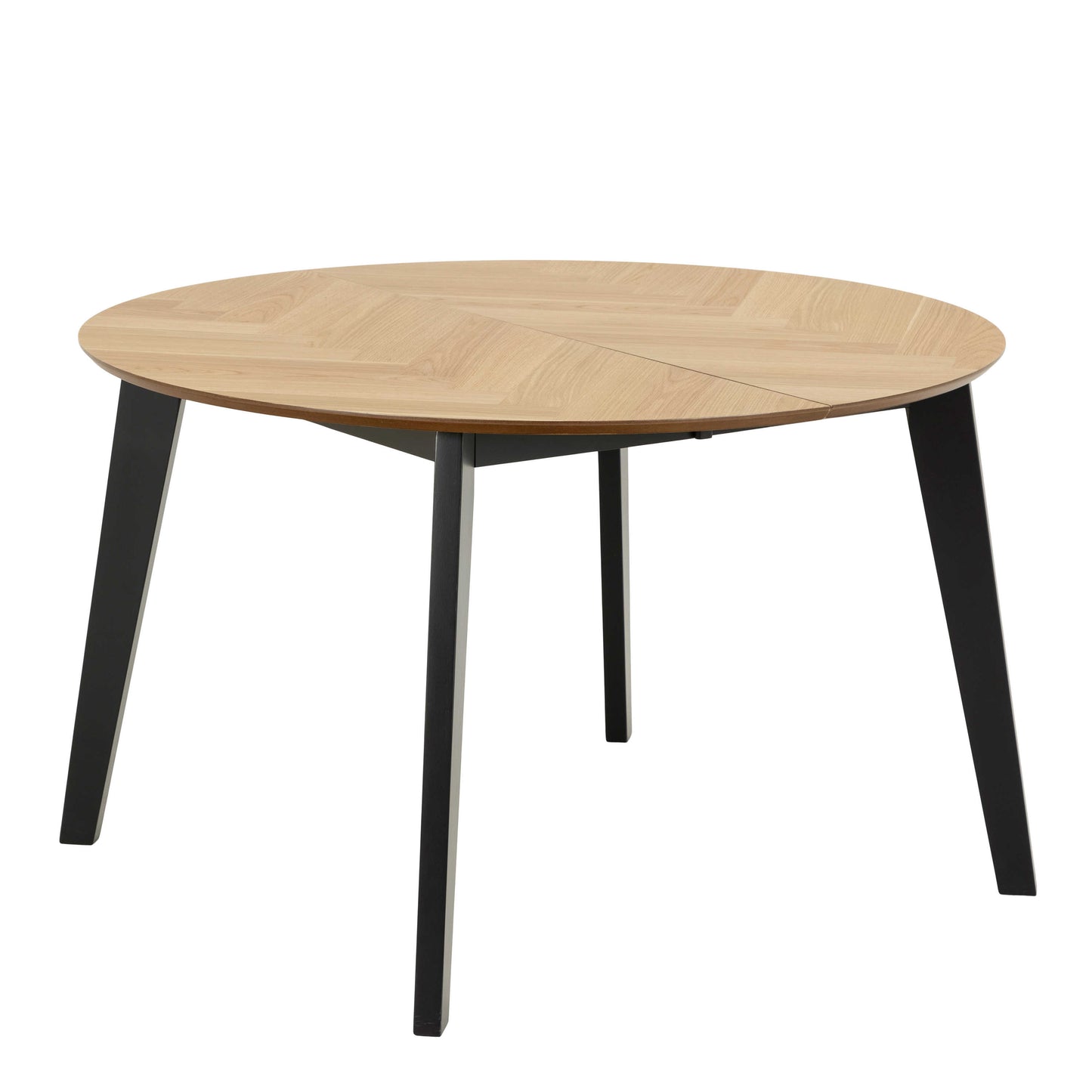 Hedehusene Natural Oak Wood Round Dining Table Black Legs