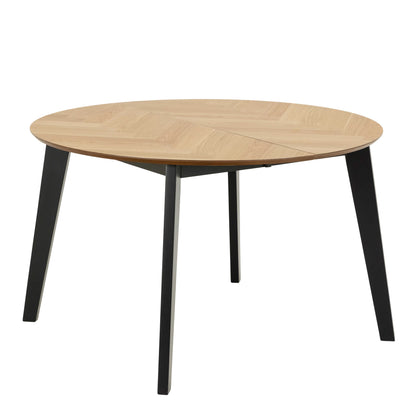 Hedehusene Natural Oak Wood Round Dining Table Black Legs