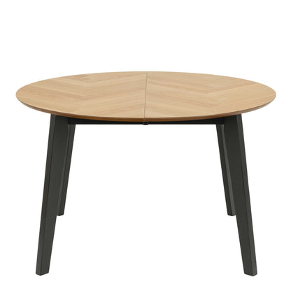 Hedehusene Natural Oak Wood Round Dining Table Black Legs