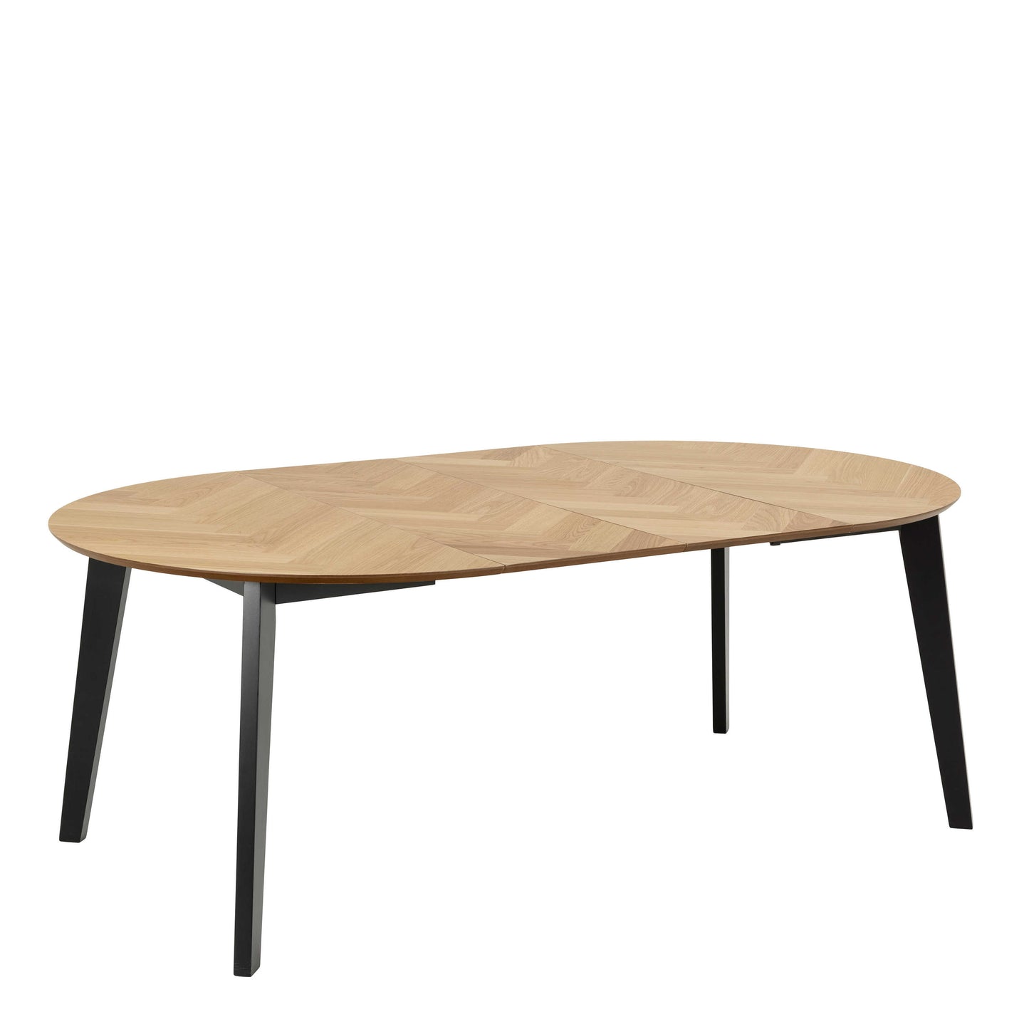 Hedehusene Natural Oak Wood Round Dining Table Black Legs