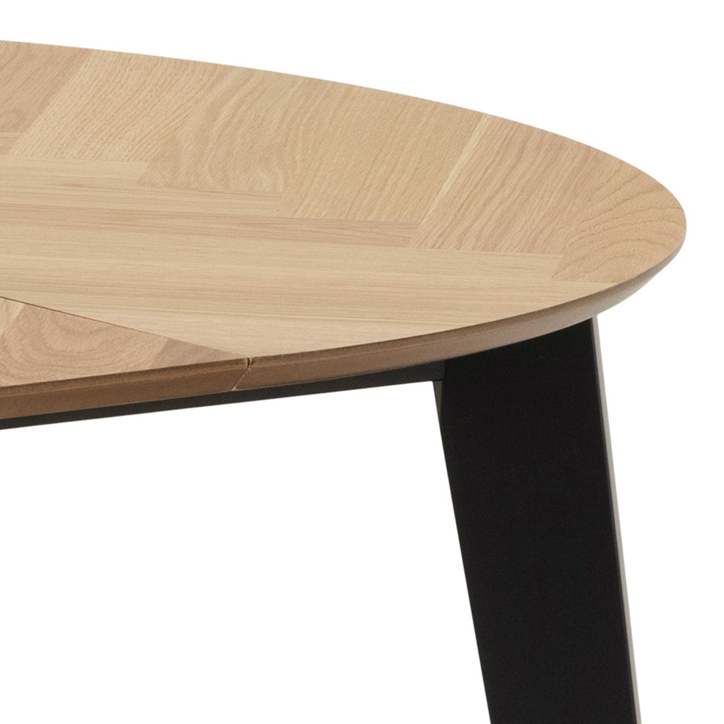 Hedehusene Natural Oak Wood Round Dining Table Black Legs