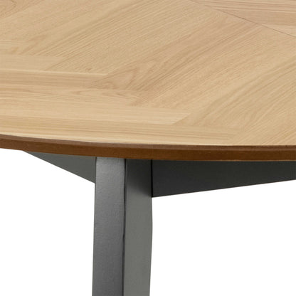 Hedehusene Natural Oak Wood Round Dining Table Black Legs
