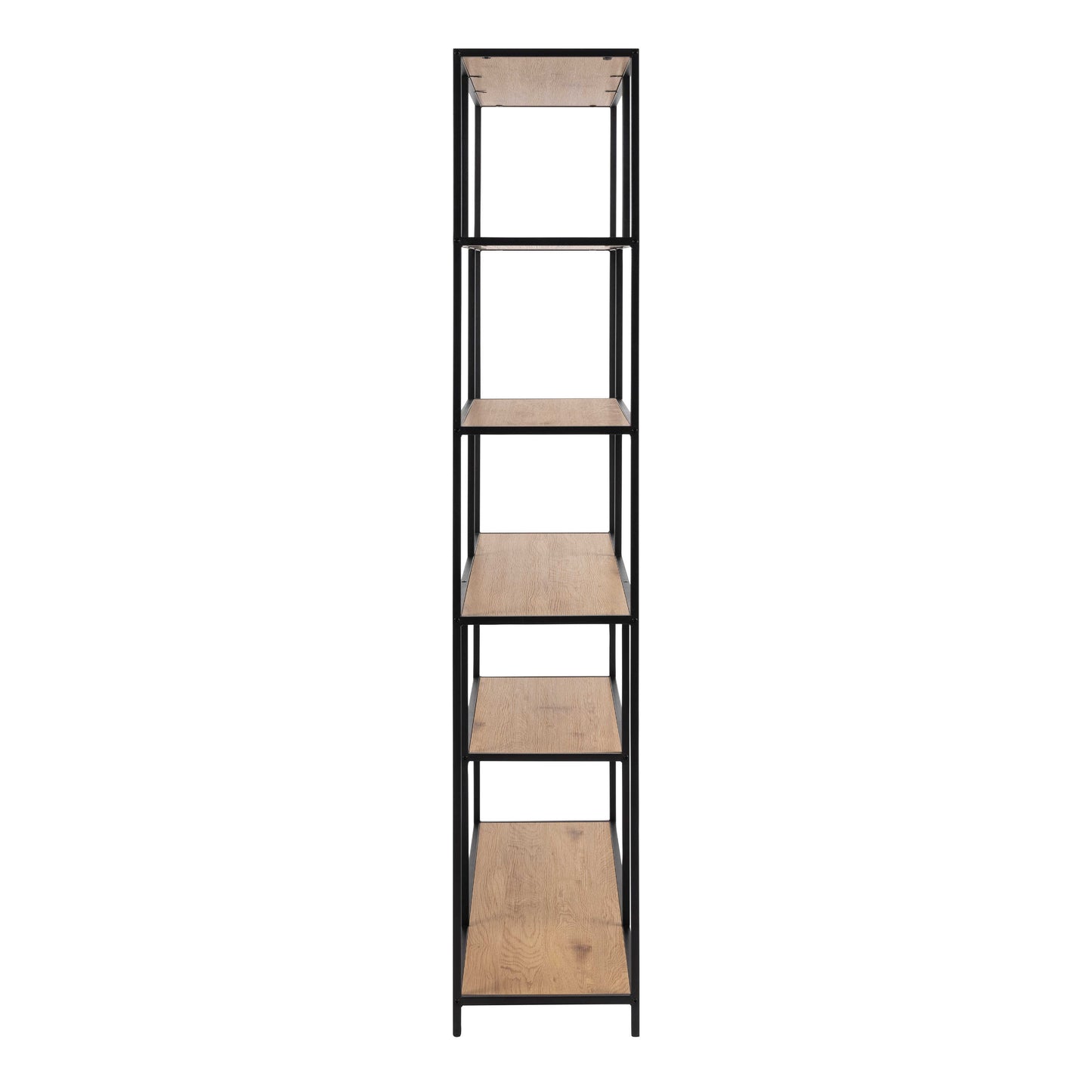 El Paso Asymmetrical  Black Bookcase 5 Wild Oak Effect Shelves