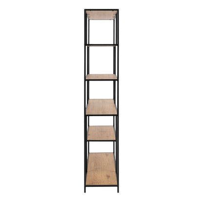 El Paso Asymmetrical  Black Bookcase 5 Wild Oak Effect Shelves