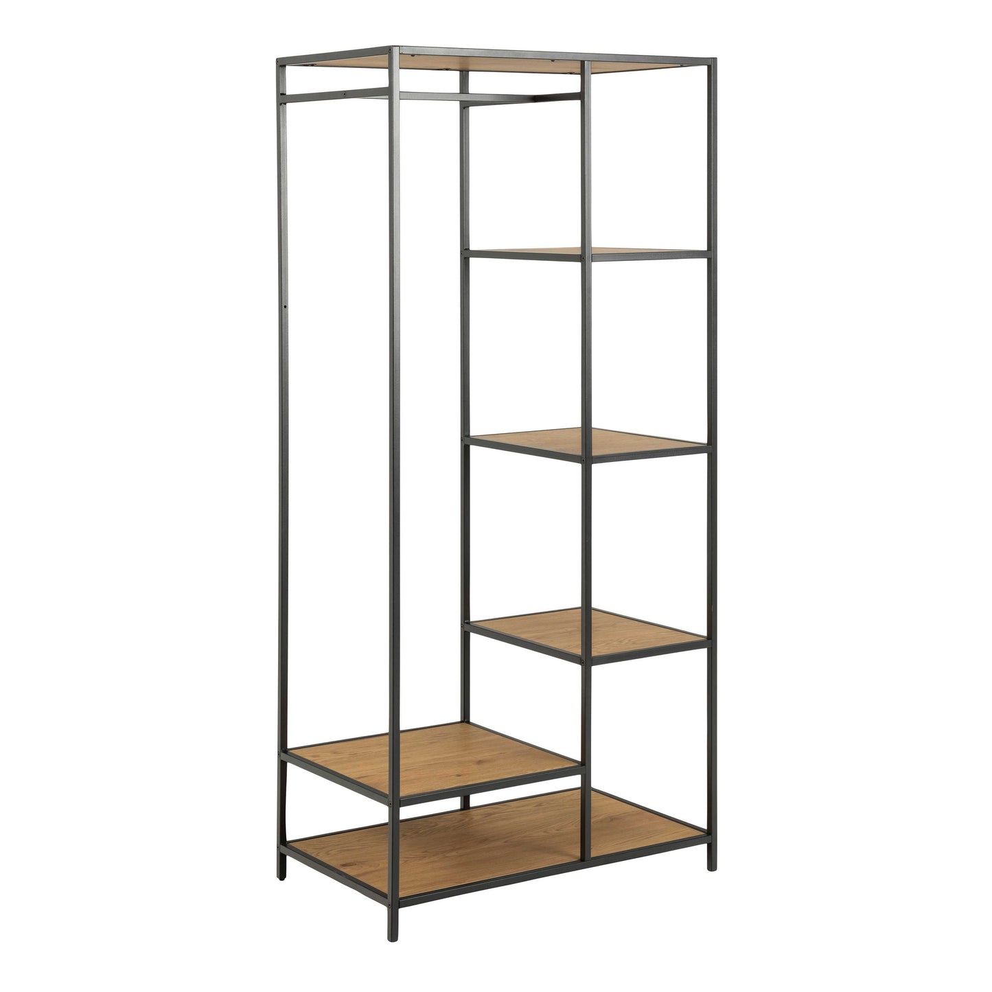 El Paso Black Metal and Wild Oak Veneer Clothes Rack 5 Shelves