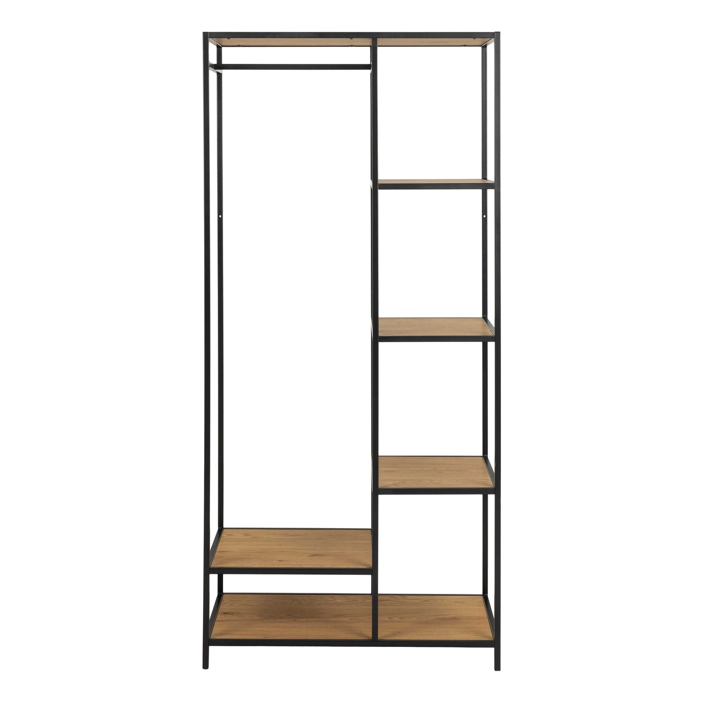 El Paso Black Metal and Wild Oak Veneer Clothes Rack 5 Shelves