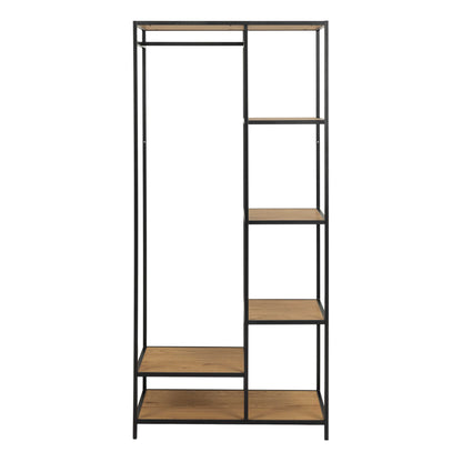El Paso Black Metal and Wild Oak Veneer Clothes Rack 5 Shelves
