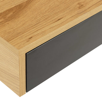 Cyan 1 Drawer Office Desk Natural Oak Effect and Black
