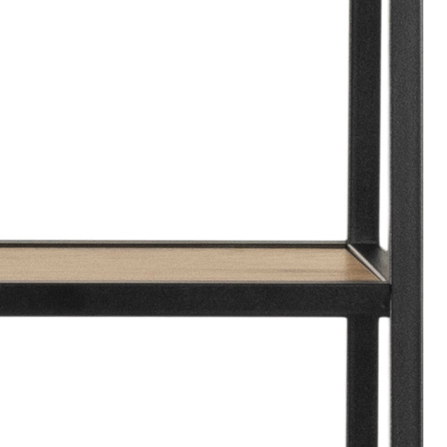 El Paso Black Metal and Wild Oak Veneer Bookcase Desk 1 Drawer 2 Shelves