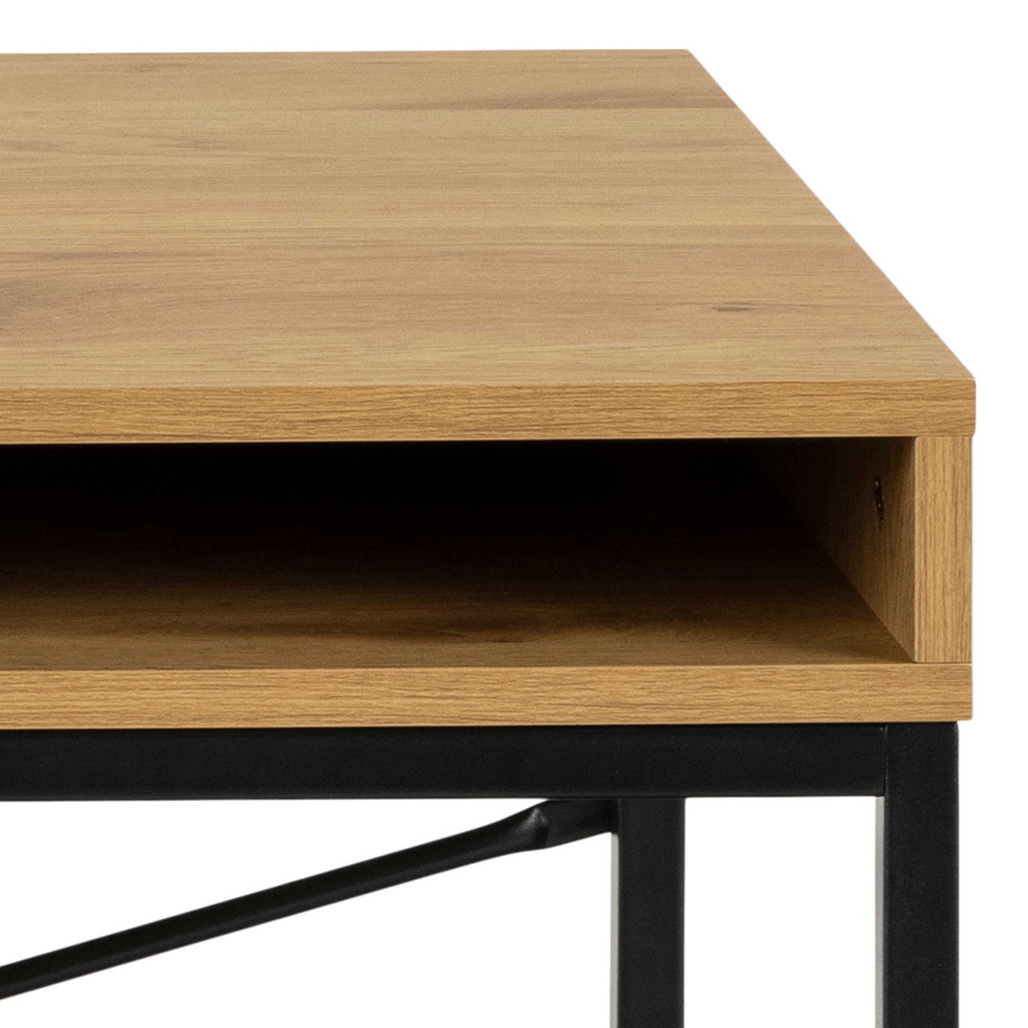 El Paso Wild Oak Effect Desk with Drawer and Shelf Black Metal Base