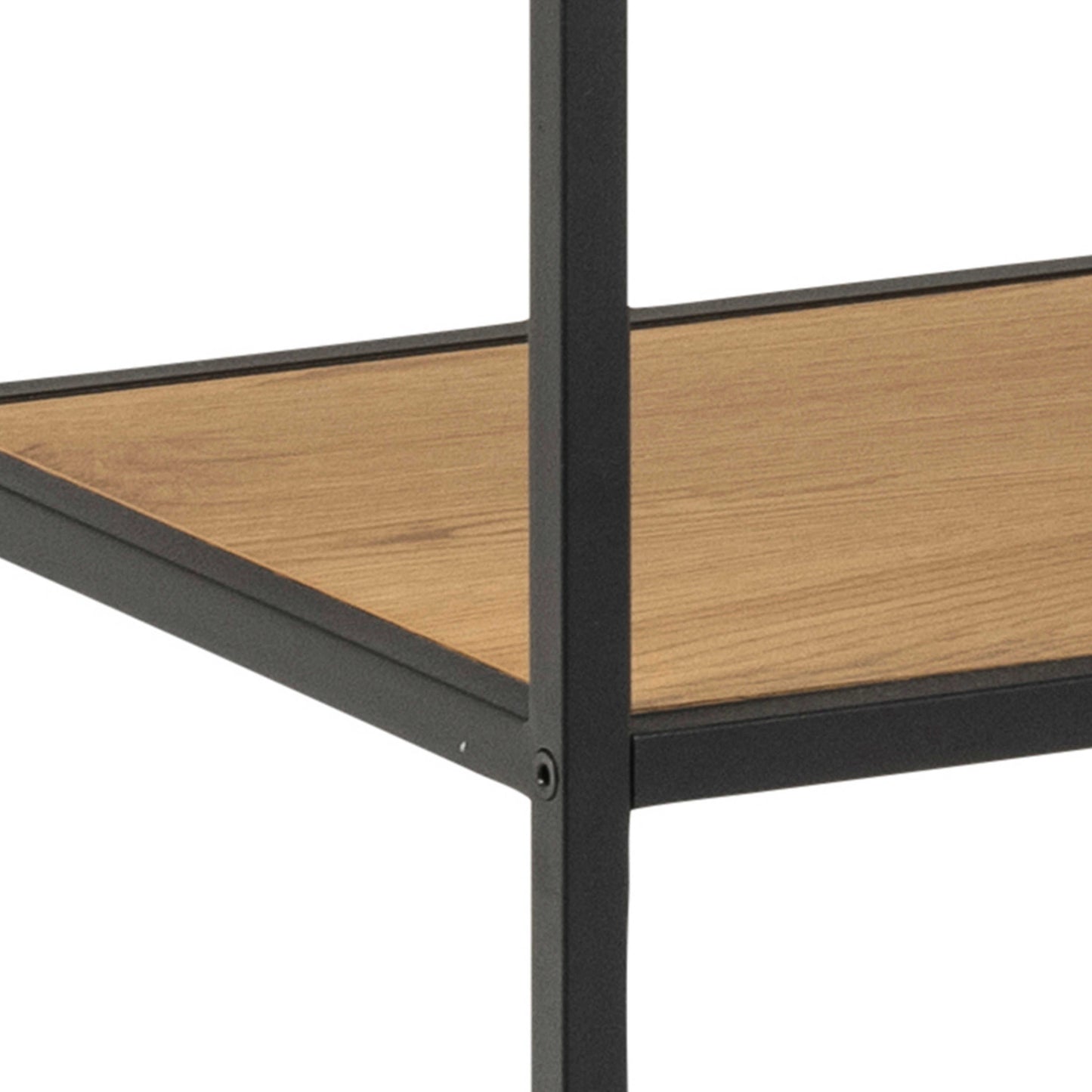 El Paso Black Metal and Natural Oak Veneer Frame Bookcase 4 Shelves in Step Design