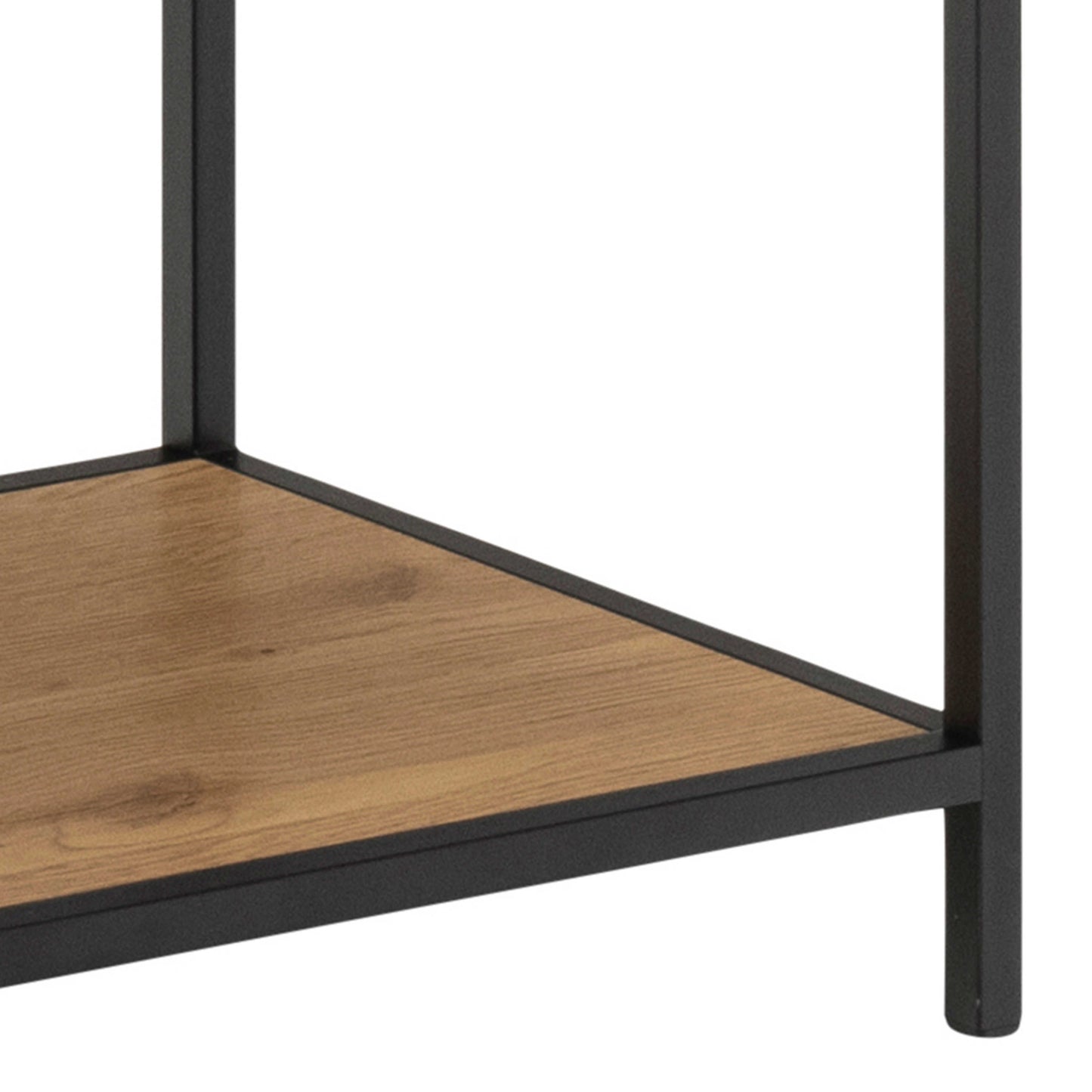 El Paso Black Metal and Natural Oak Veneer Frame Bookcase 4 Shelves in Step Design