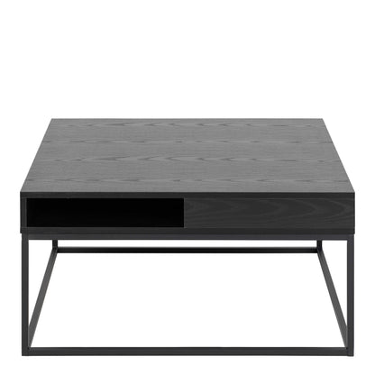 Pisa Square Black Coffee Table Steel Base Open Storage