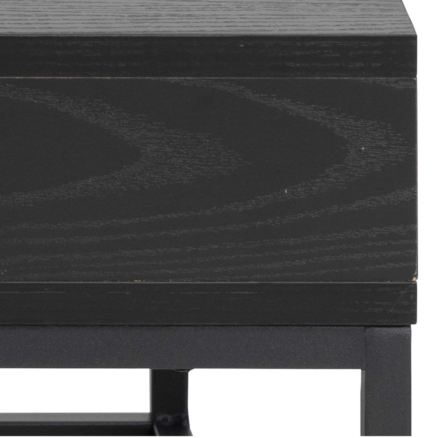Pisa Square Black Coffee Table Steel Base Open Storage