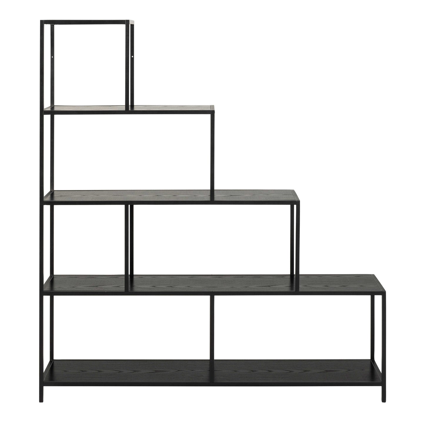 El Paso Black Metal Frame Bookcase 4 Shelves in Step Design