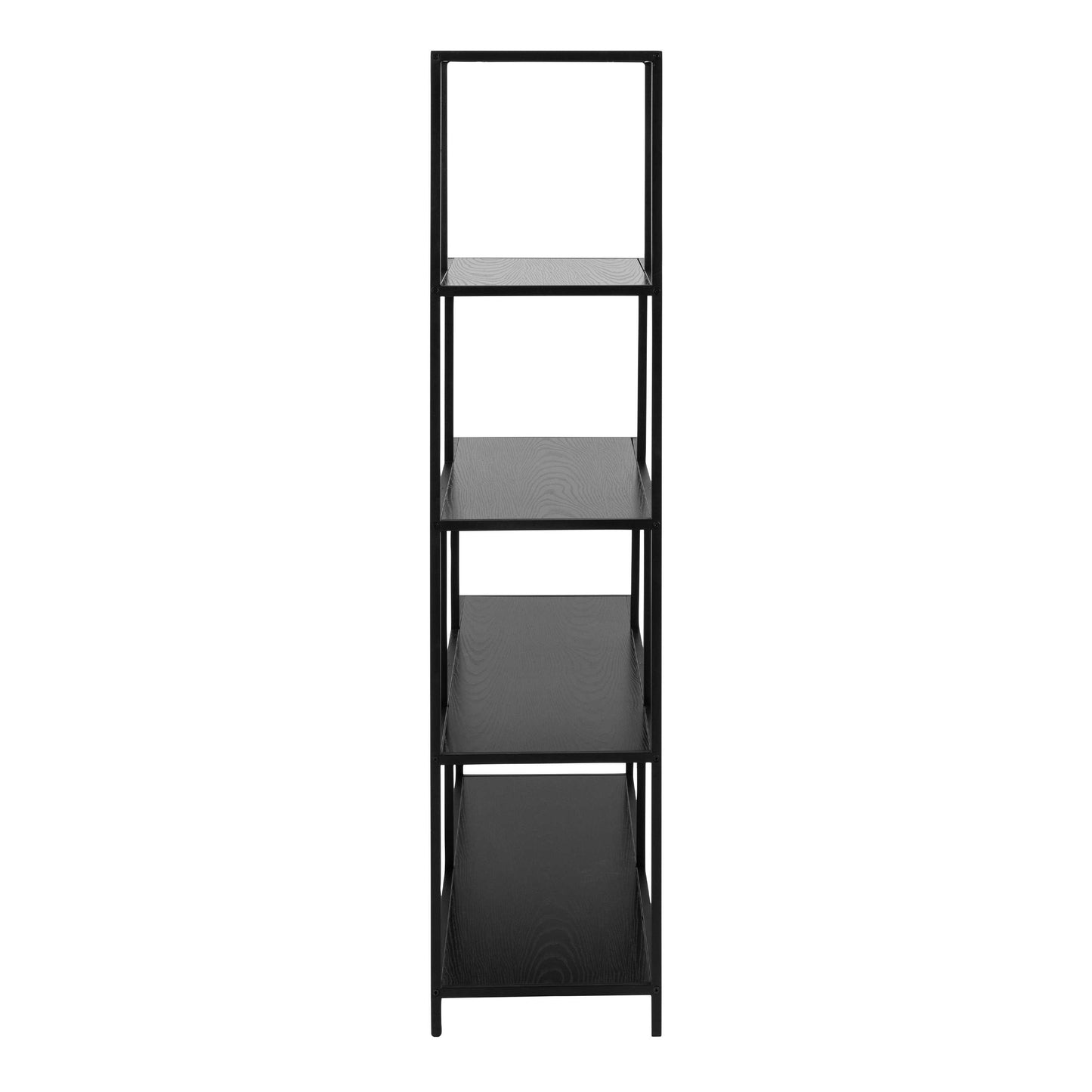 El Paso Black Metal Frame Bookcase 4 Shelves in Step Design