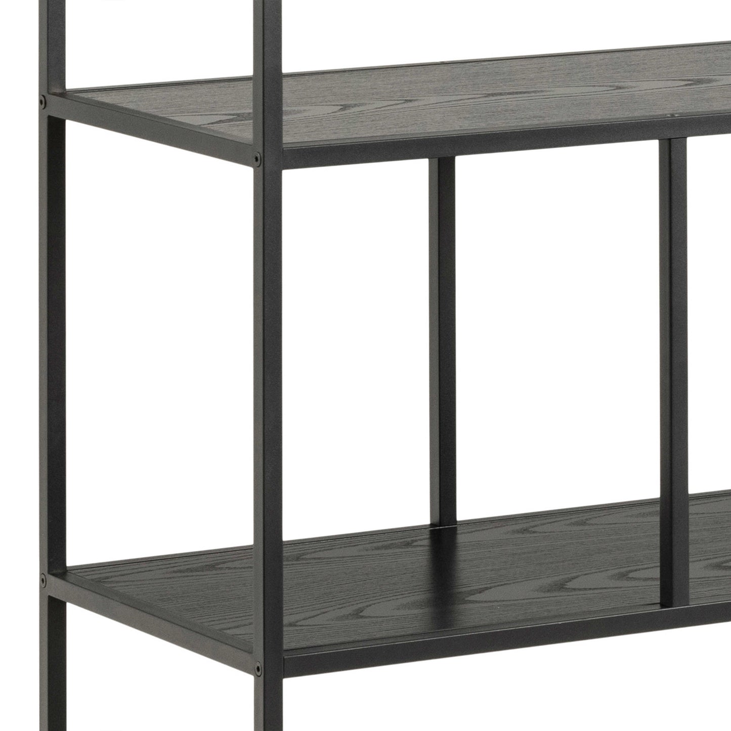 El Paso Black Metal Frame Bookcase 4 Shelves in Step Design