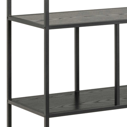 El Paso Black Metal Frame Bookcase 4 Shelves in Step Design