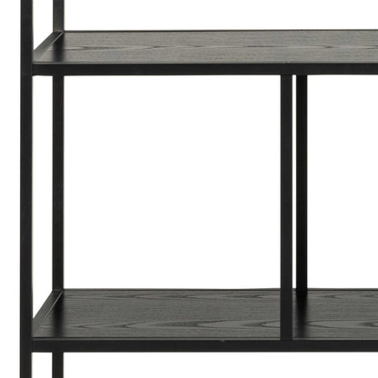 El Paso Black Metal Frame Bookcase 4 Shelves in Step Design