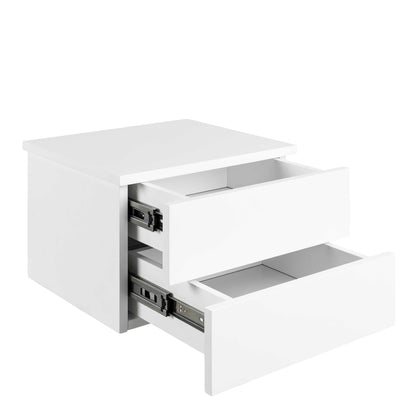 Rome Matt White Wooden Bedside Table 2 Drawers