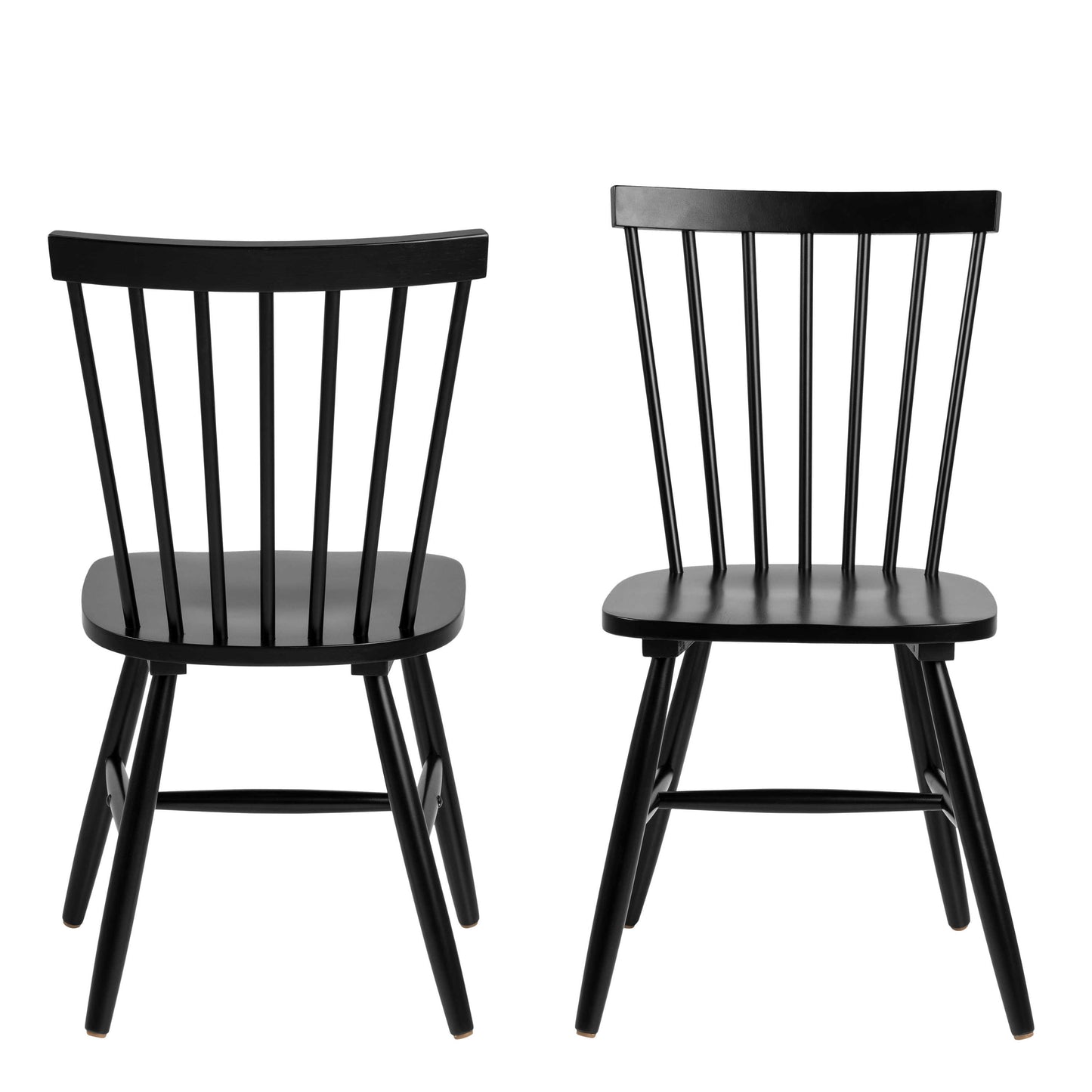 Set of 2 Freya Black Wooden Dining Chairs Slatted Back